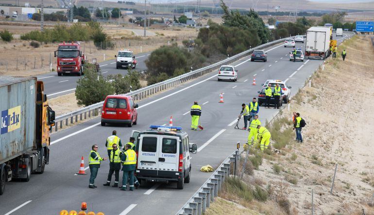 Vista parcial del tramo de la A-6 en el que se han registrado dos accidentes múltiples 