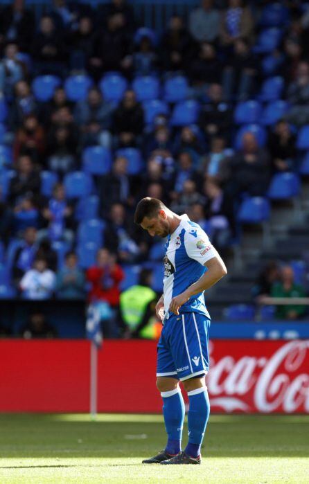 El delantero del Deportivo Borja Valle durante el partido de la trigésima séptima jornada de Liga en Primera División