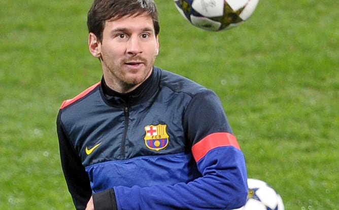 La estrella del F.C. Barcelona, durante el entrenamiento que realizó el martes su equipo en el estadio del Milan.