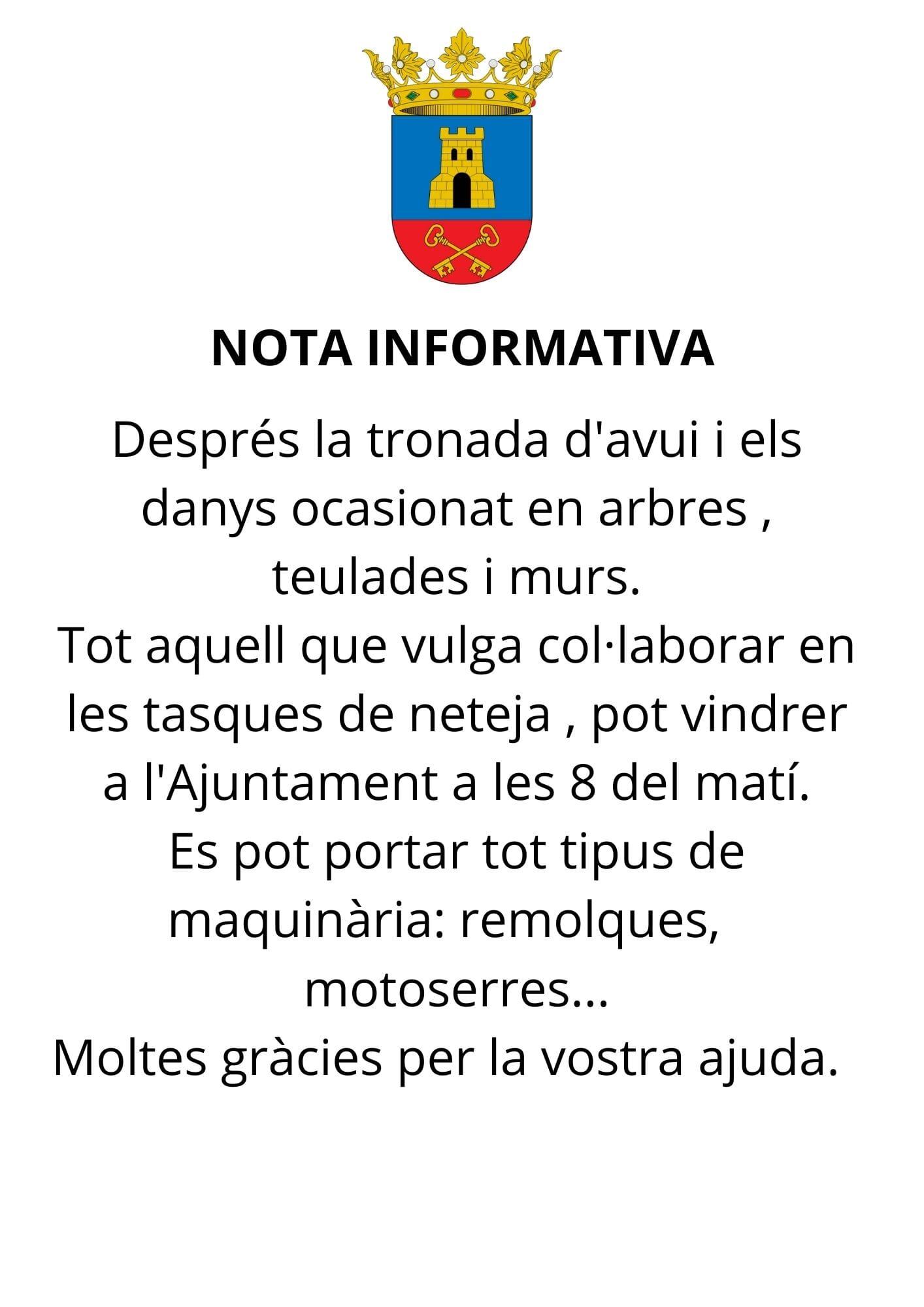 Comunicado del Ayto de Beneixama