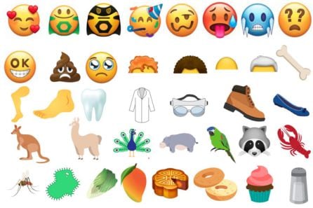 Nuevos emojis incluidos en la versión 11.0 de Unicode que estarán disponibles a partir de 2018.