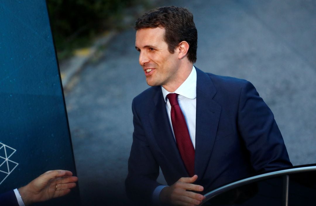 Pablo Casado a su llegada al debate