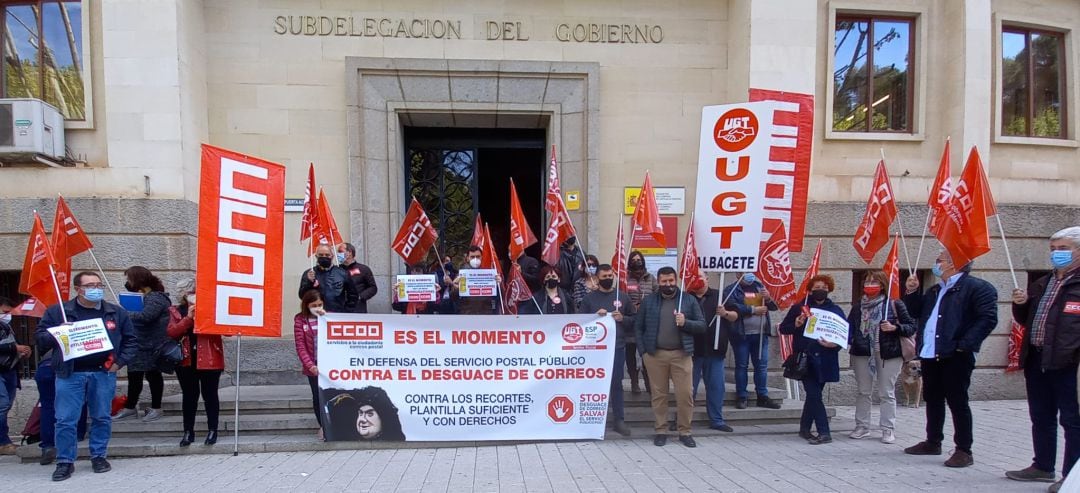 Imagen de la protesta de este lunes en Albacete