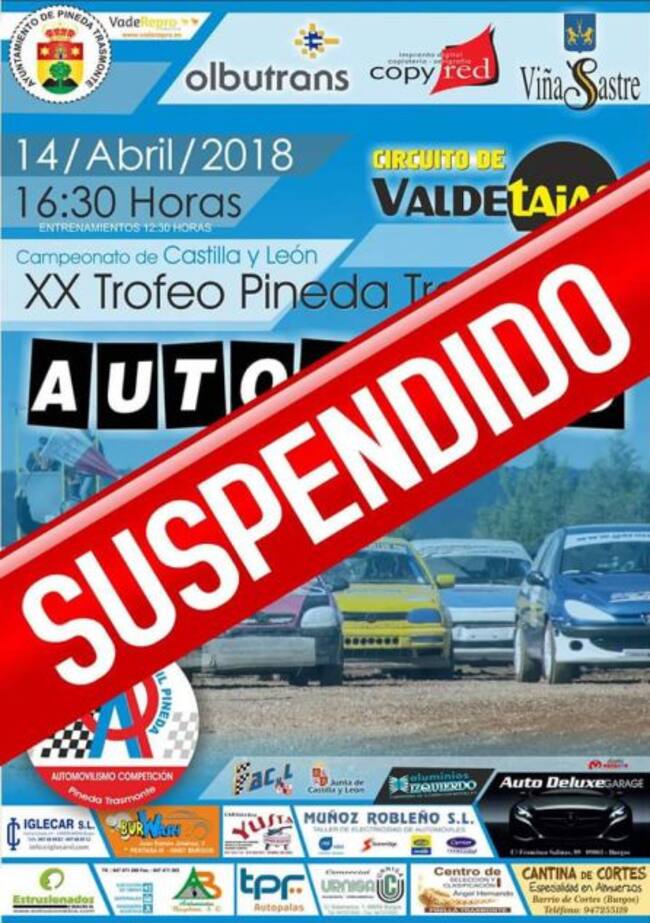 Cartel de la suspensión de la carrera.