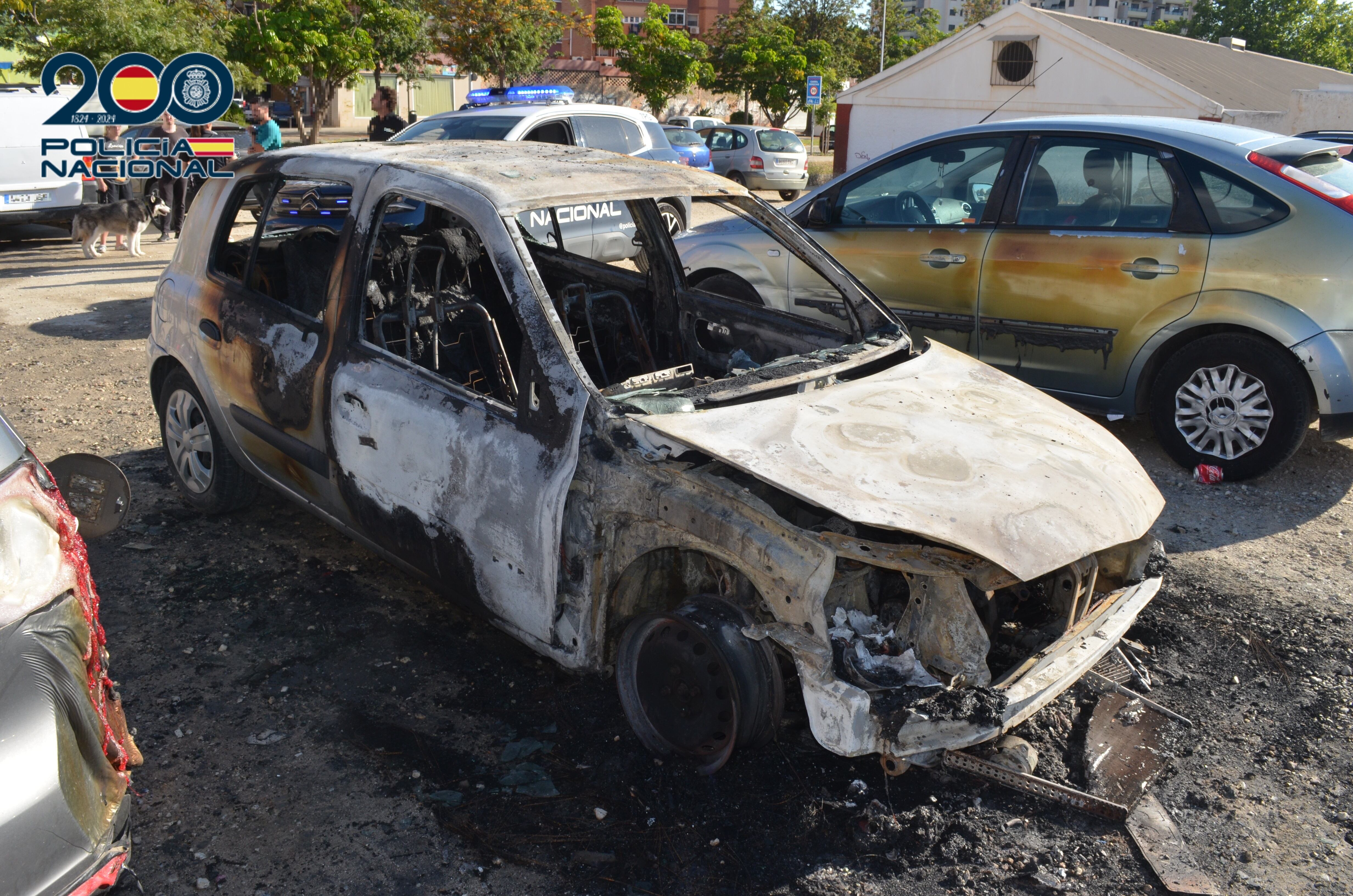 Los vehículos incendiados en Málaga por el individuo detenido