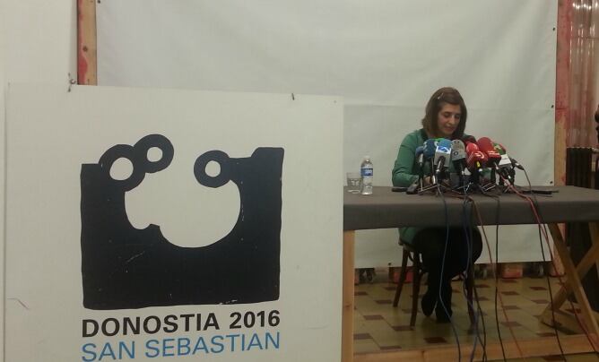 La ex directora general de Donostia 2016, durante la rueda de prensa de su dimisión en la sede la capitalidad cultural.