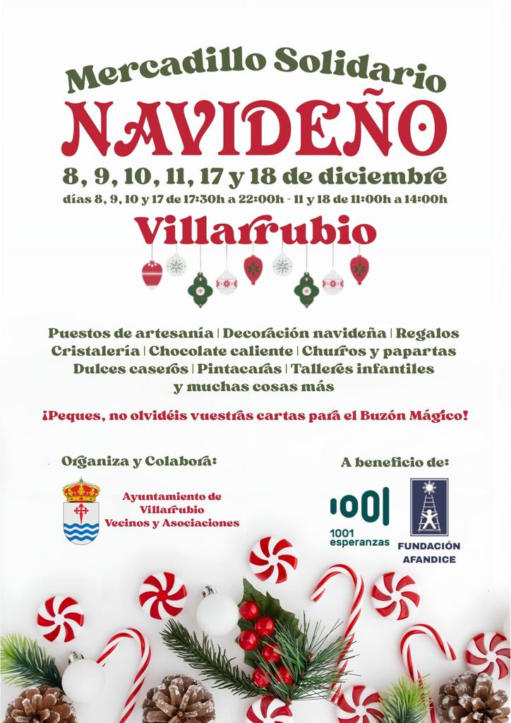 Cartel del I Mercadillo Navideño de Villarrubio (Cuenca)