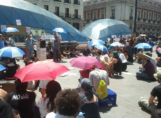 Durante el domingo se han celebrado asambleas en muchas plazas de la capital, Sol incluida.