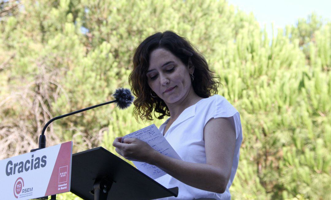 La presidenta de la Comunidad de Madrid, Isabel Díaz Ayuso, en una rueda de prensa.