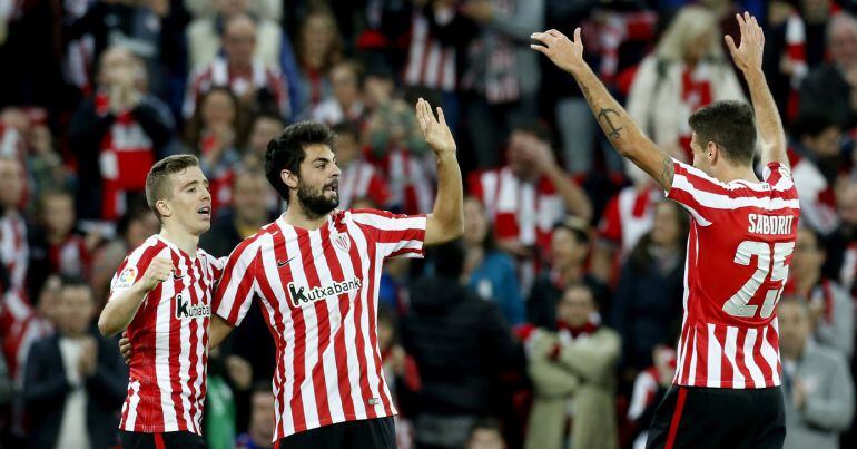 El Athletic celebra un gol en San Mamés