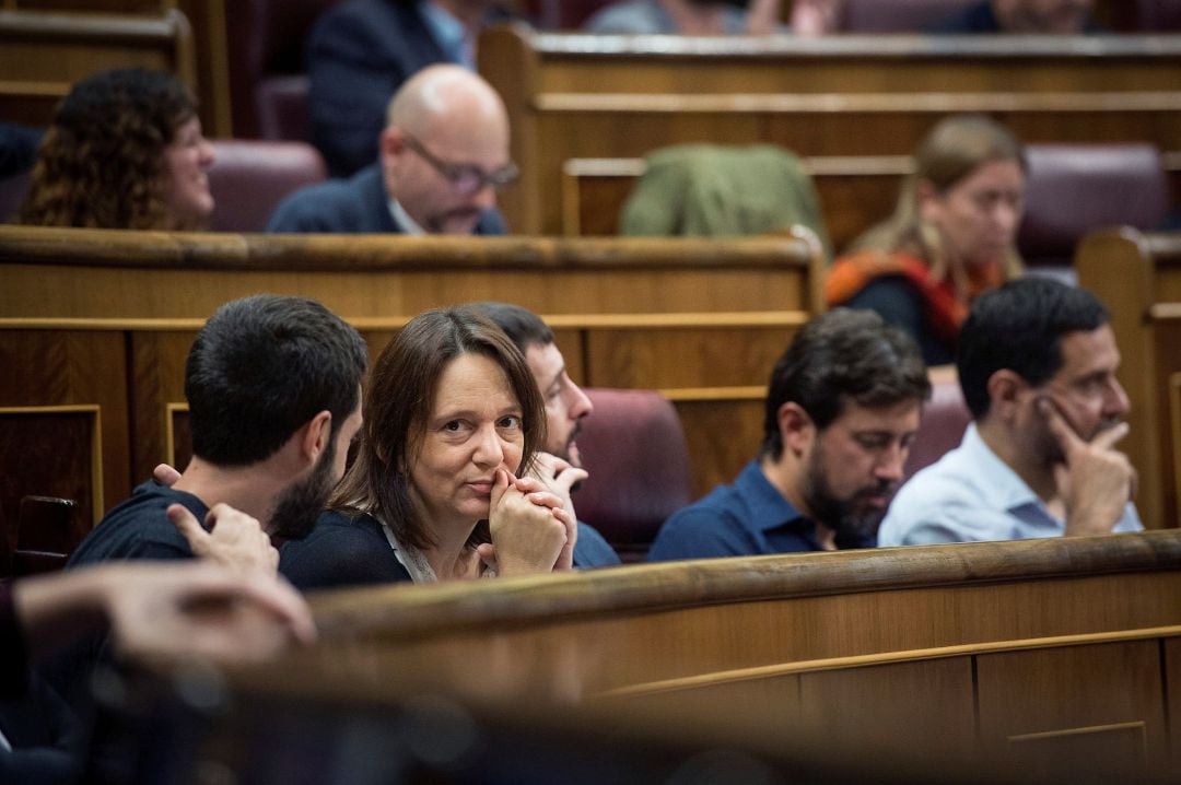 La diputada de Podemos, Carolina Bescansa esta tarde en el pleno del Congreso.