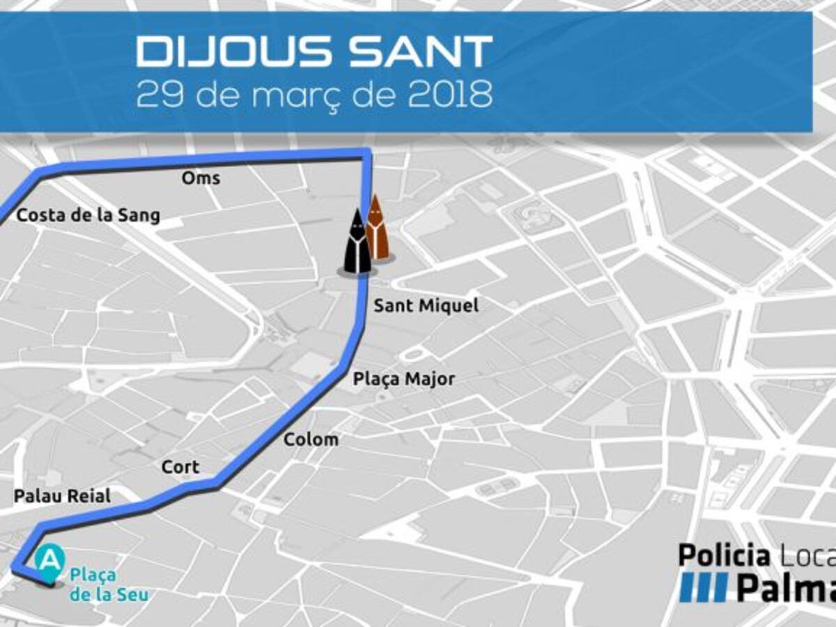 Cortes de tráfico en Palma por las procesiones de Jueves Santo