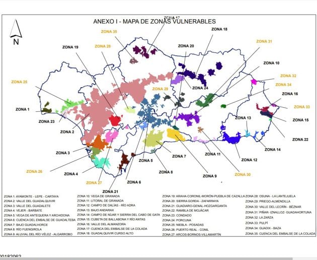 Mapa de zonas vulnerables a la contaminación por nitratos