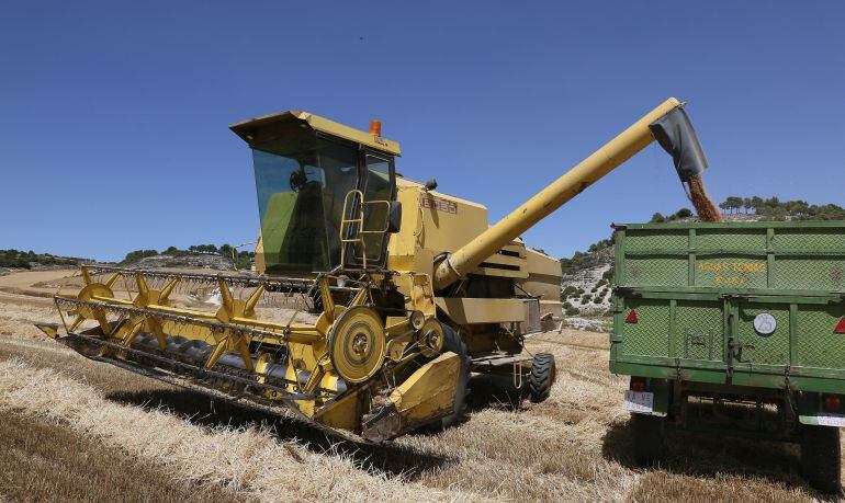 Una cosechadora en un campo de la provincia de Valladolid