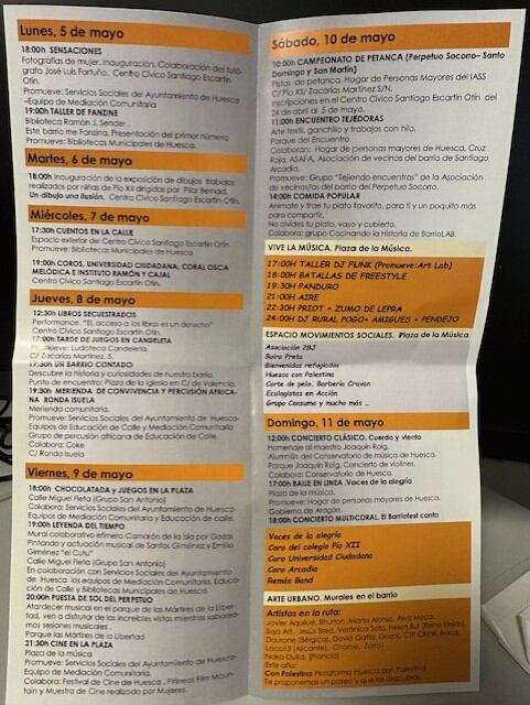 Programa de actos de Barrio Fest