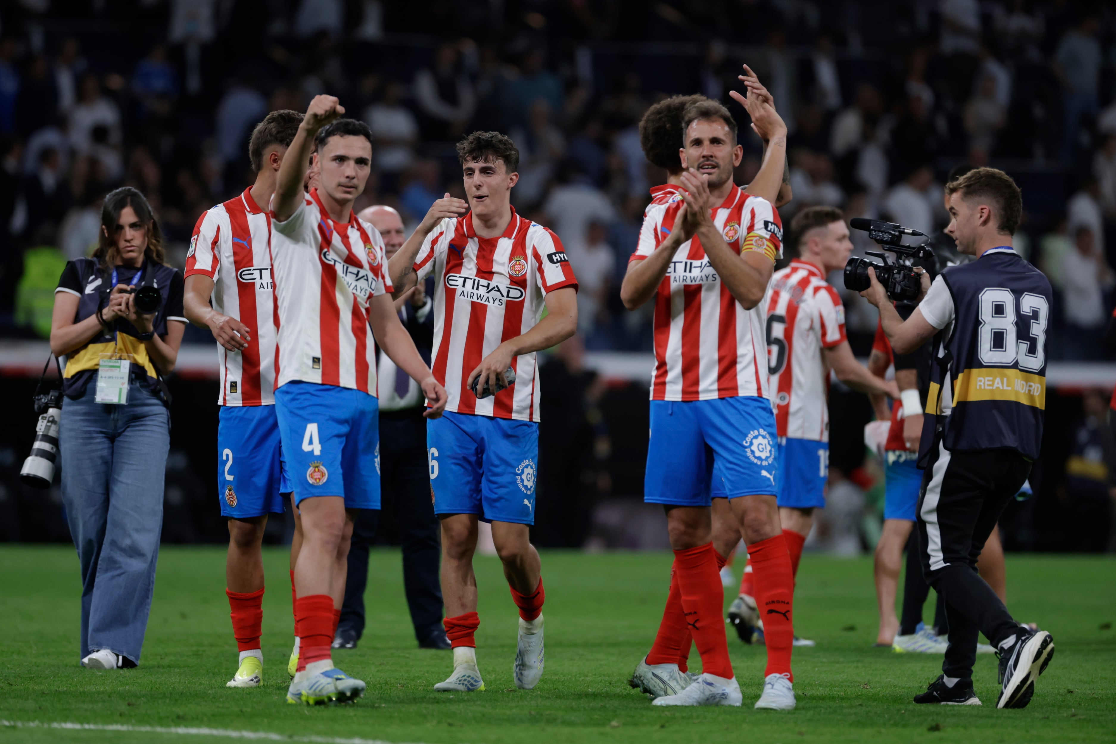 Imatges del final del partit al Bernabéu després de l'empat del Girona FC