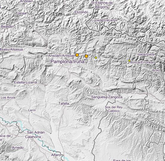 Dos terremotos de 2,5 grados y 2,3 grados, sentidos en la Comarca de Pamplona y alrededores