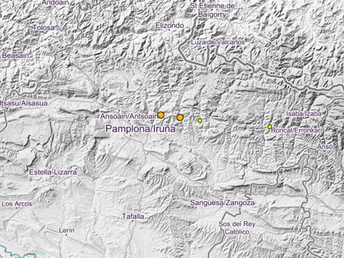 Dos terremotos de 2,5 grados y 2,3 grados, sentidos en la Comarca de Pamplona y alrededores