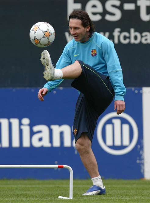 Messi, durante un entrenamiento con el Barcelona
