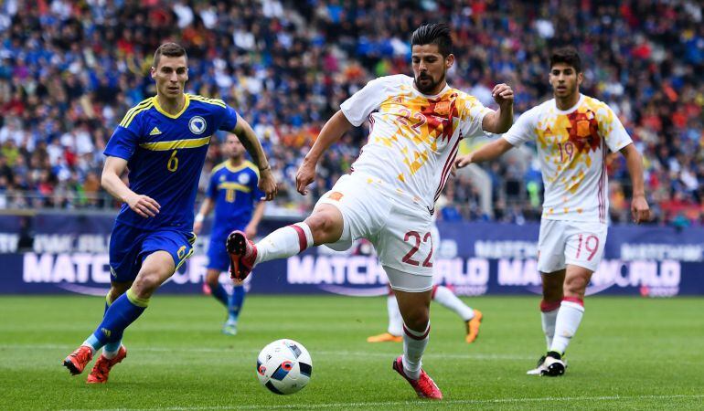 Manuel Agudo 'Nolito' en el amistoso contra Bosnia disputado en el AFG Arena de St Gallen, Suiza.