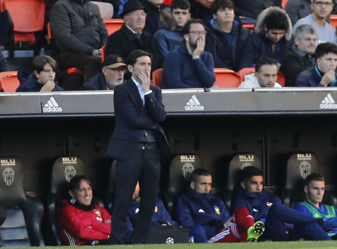 Marcelino en el banquillo del Valencia CF