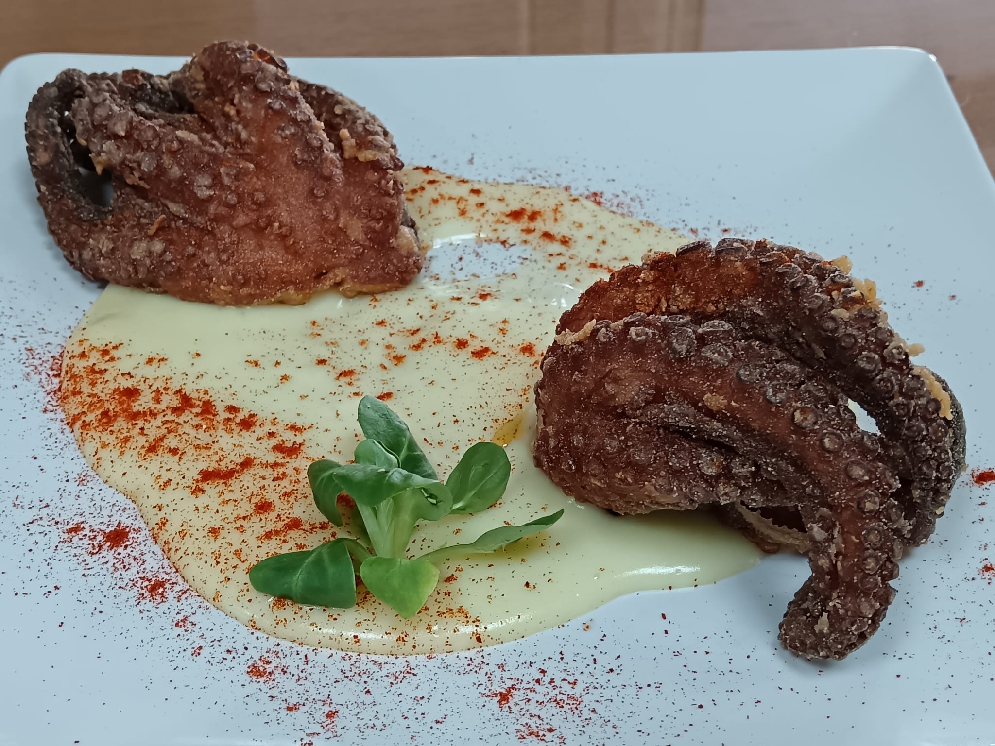 Pulpitos fritos con parmentier