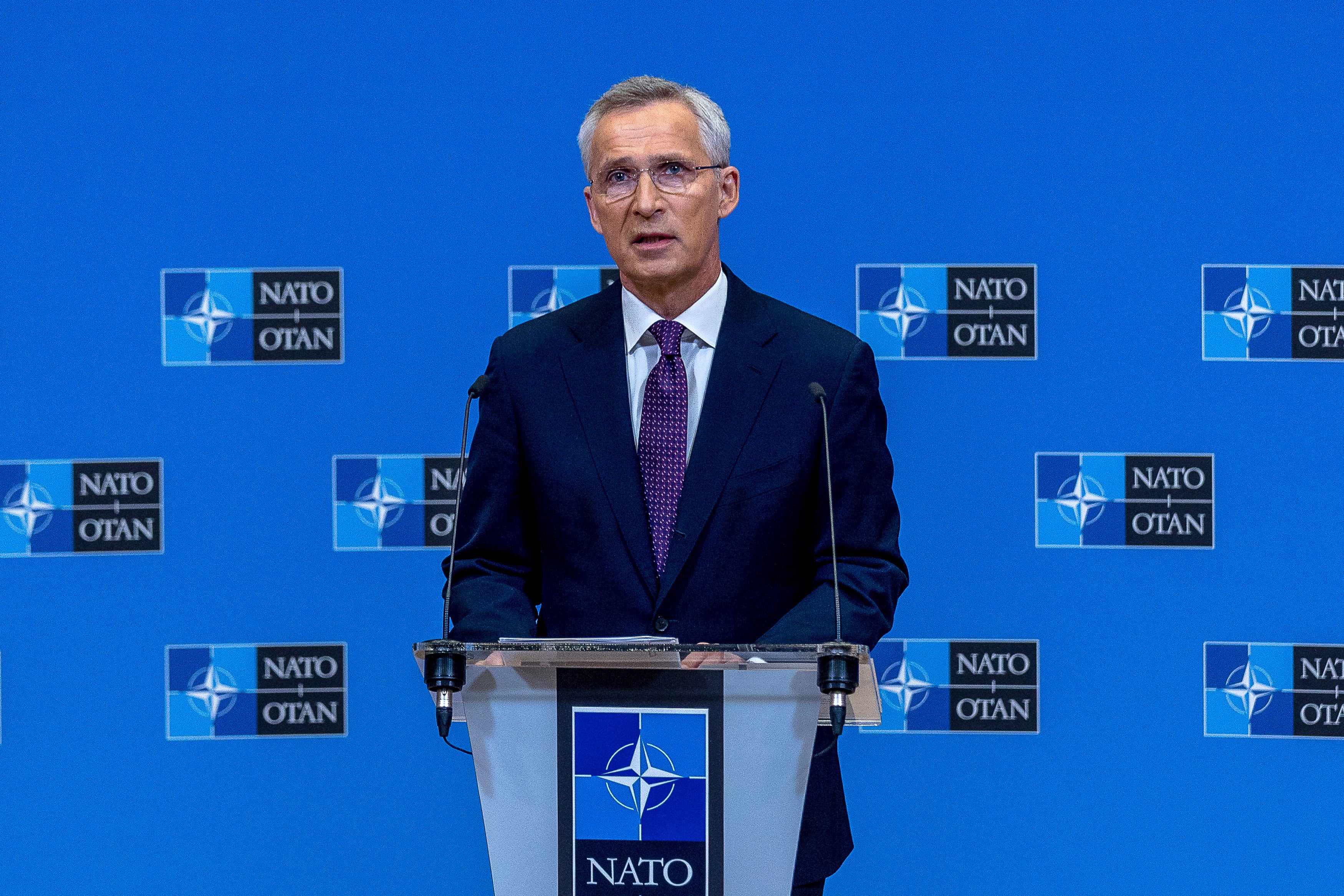 Jens Stoltenberg durante la rueda de prensa en Bruselas.