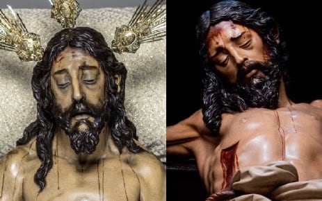 Imagen del Santísimo Cristo de la Buena Muerte de la Hermandad de Los Estudiantes y Santo Cristo Yacente de la Hermandad del Santo Entierro de Sevilla