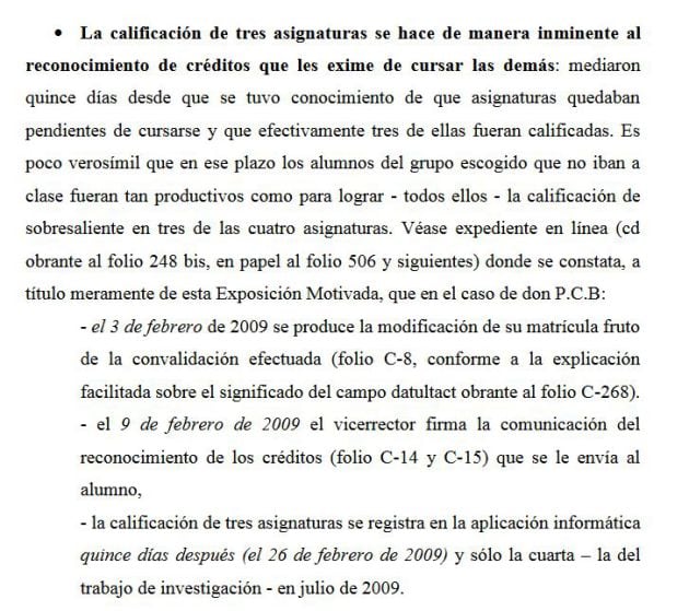 La jueza explicó cómo logró tres sobresalientes en la exposición razonada. Consulta el documento completo (.pdf)