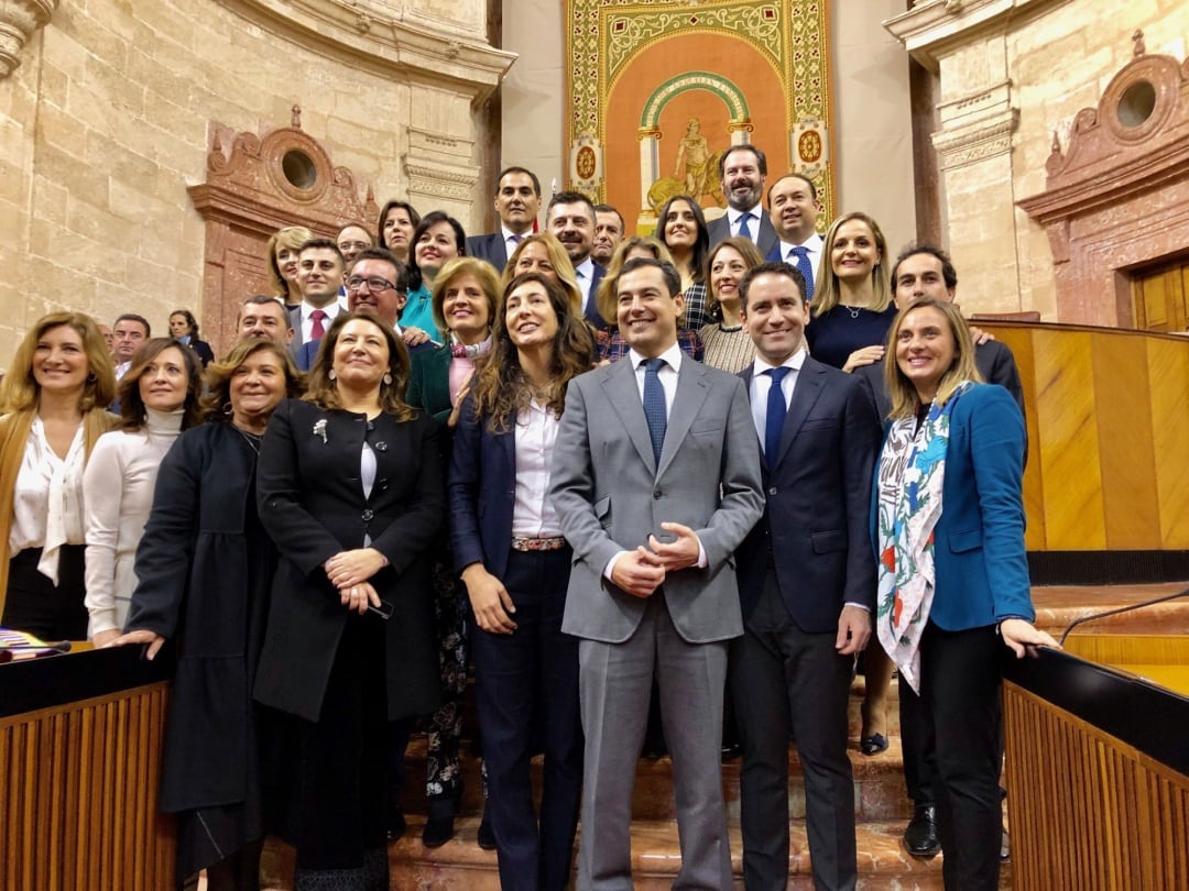 Los parlamentarios del PP-A,en la sesión de constitución del Parlamento..