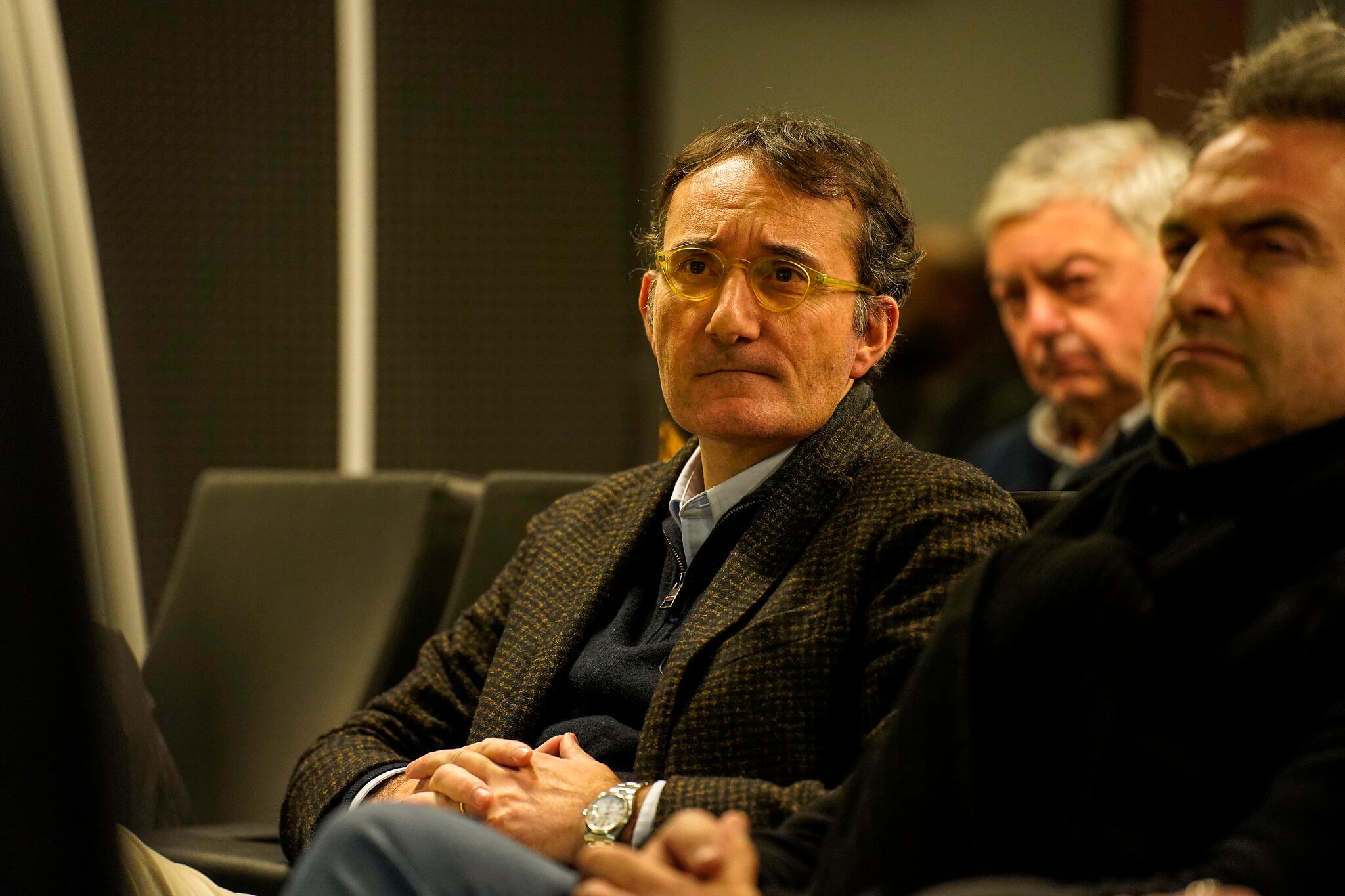 El president de l'FC Andorra, Ferran Vilaseca, durant una xerrada del club de negocis de l'entitat.