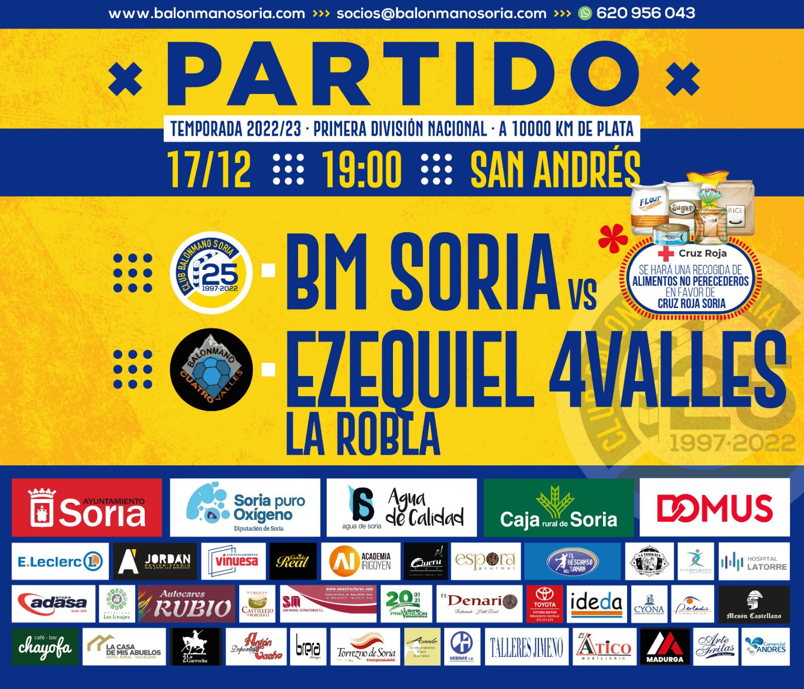 Cartel del partido del BM Soria de este sábado.