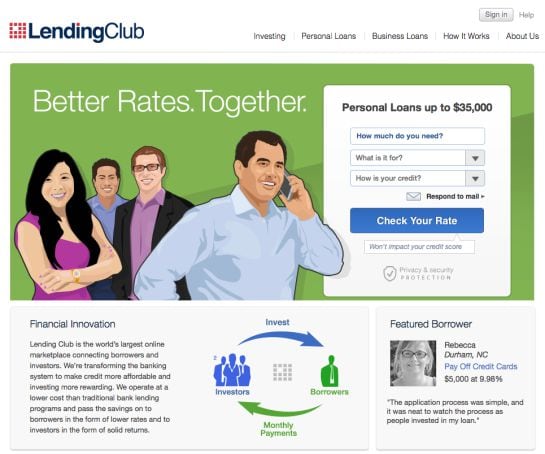 Página web de ‘Lending Club’