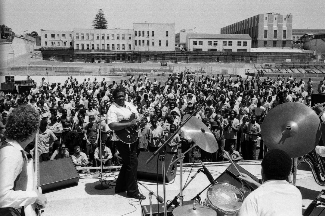 BB King durante un concierto en la cárcel de San Quintín en los años 80