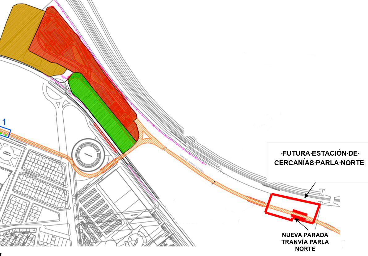 Así quedarán las nuevas estaciones de Cercanías y Tranvía de Parla Norte