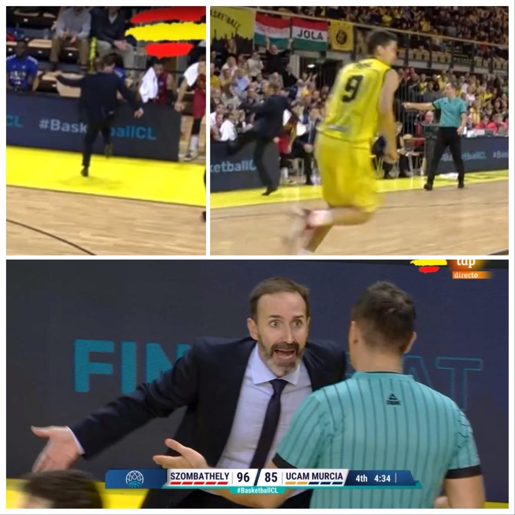 Momento de la patada de Sito Alonso en el partido de la Basketball Champions League