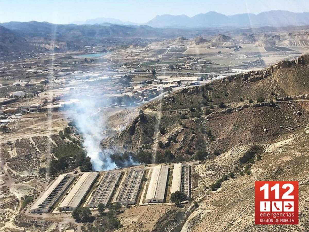 Apagan un incendio forestal junto a una granja en Lorca