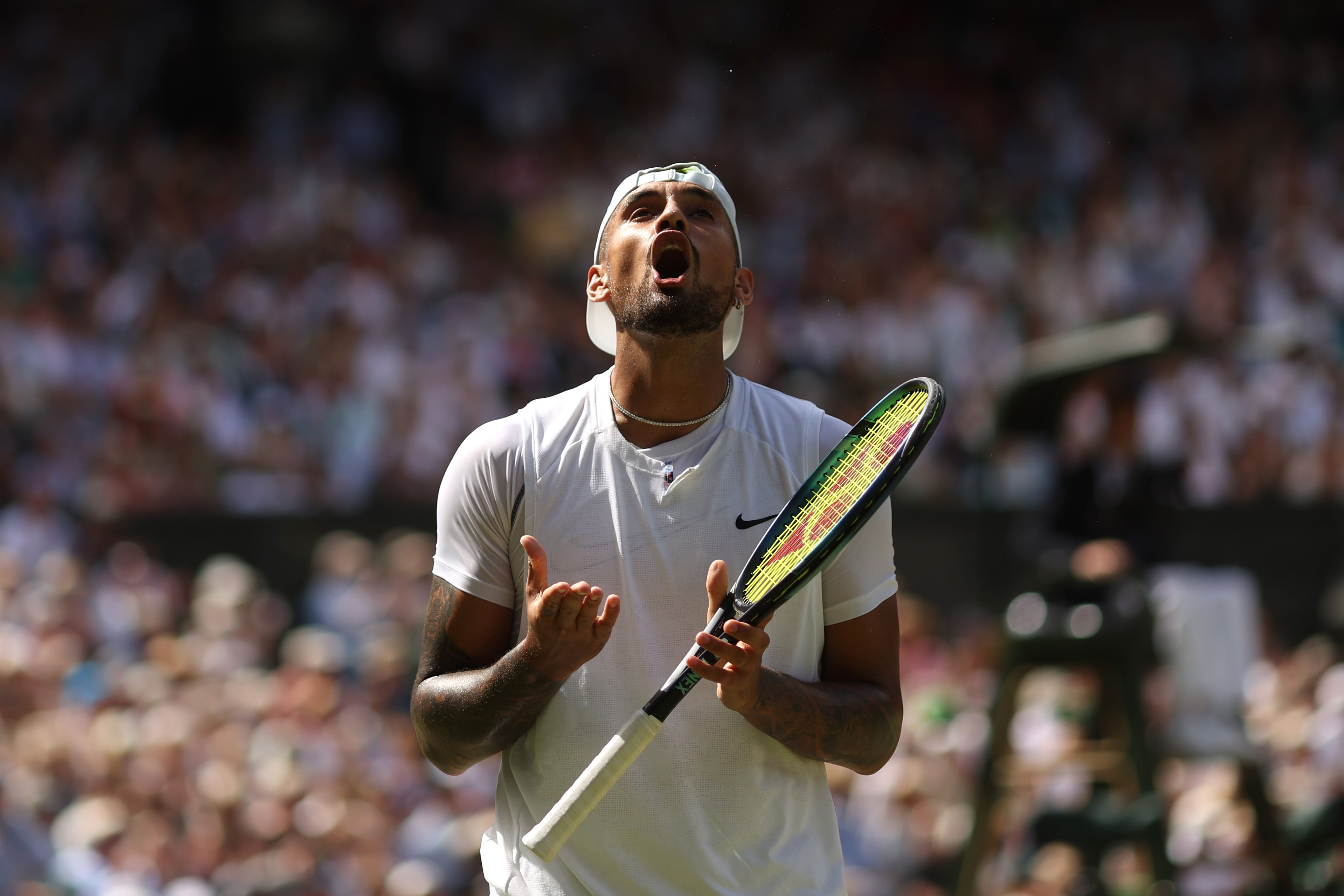 Nick Kyrgios, en la final de Wimbledon de 2022 ante Novak Djokovic. (Photo by Julian Finney/Getty Images)