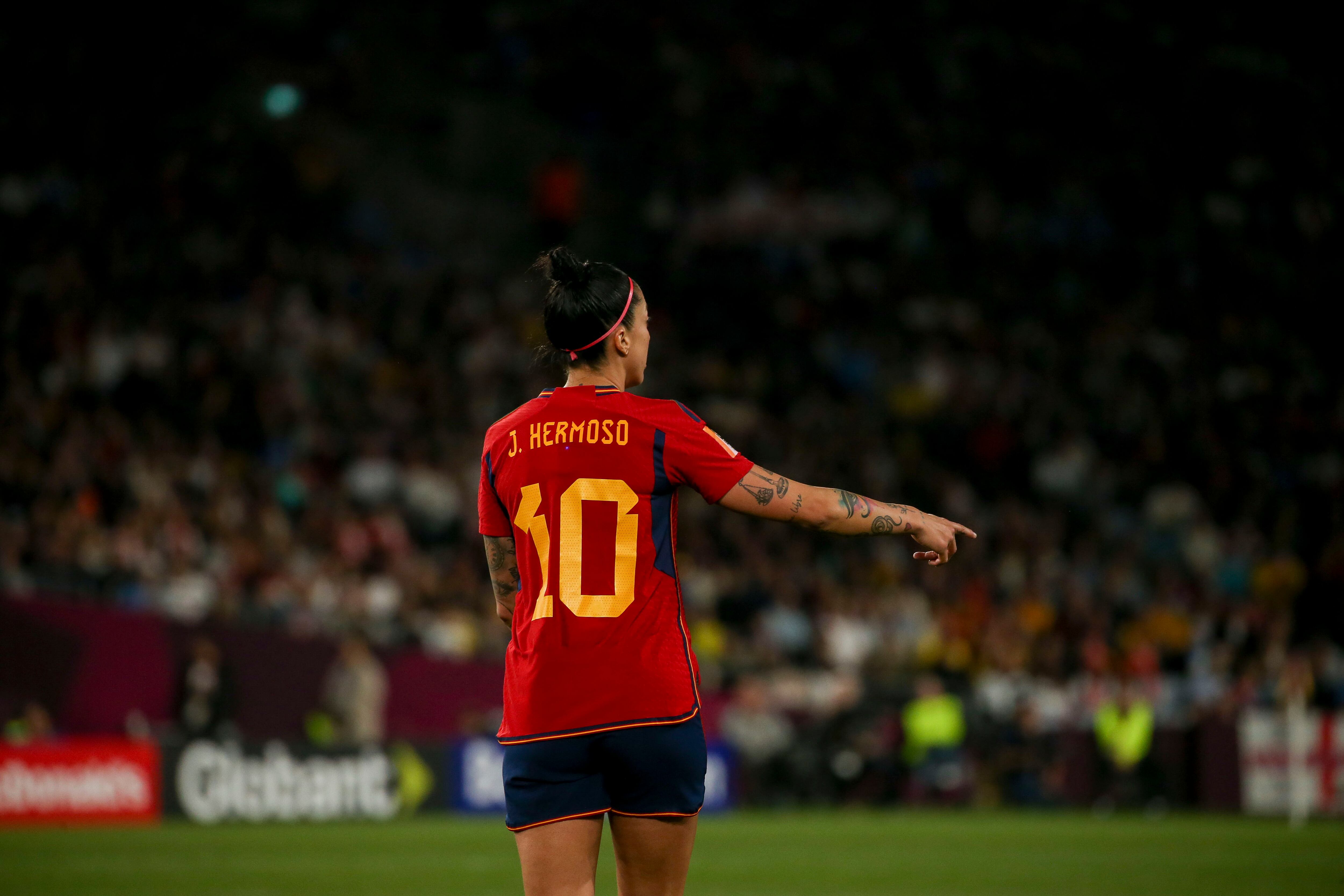 SYDNEY, AUSTRALIA - AUGUST 20: Jenni Hermoso of Spain gestures during the FIFA Women's World Cup Australia & New Zealand 2023 Final match between Spain and England at Stadium Australia on August 20, 2023 in Sydney, Australia. (Photo by Andrew Wiseman/DeFodi Images via Getty Images)