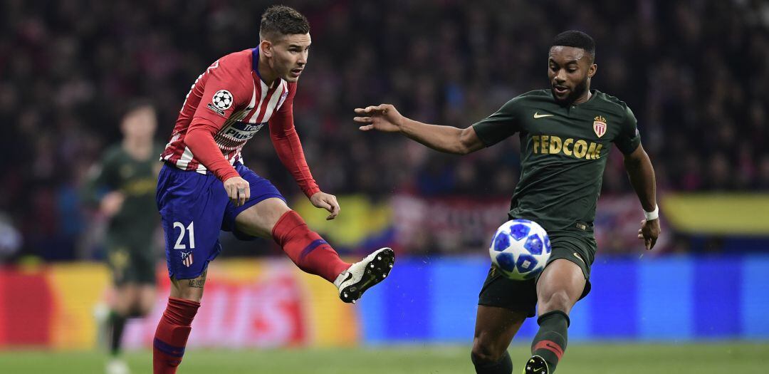 Lucas Hernández, durante el partido ante el Mónaco de la Champions de hace pocas semanas