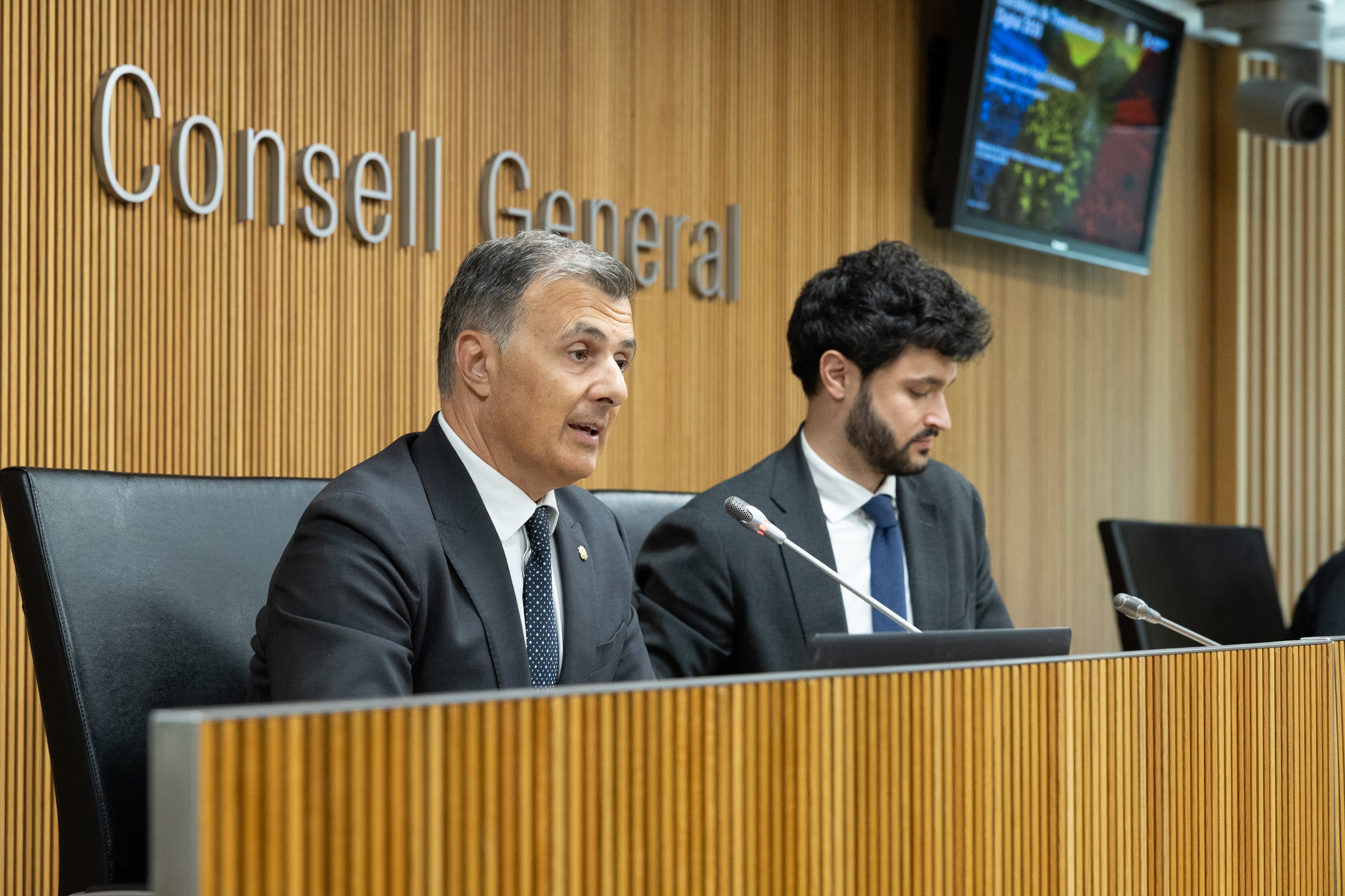 El ministre de Transformació Digital, Marc Rossell, durant la seva comparèixença parlamentària