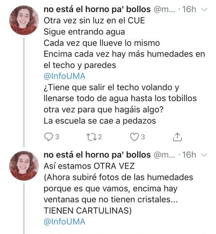 A través de las redes sociales algunos estudiantes han puesto de manifiesto su malestar con la situación