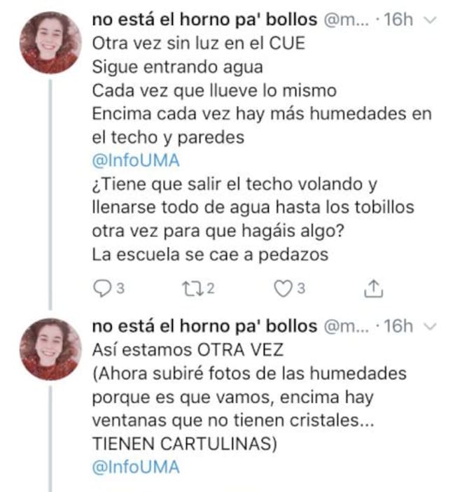 A través de las redes sociales algunos estudiantes han puesto de manifiesto su malestar con la situación