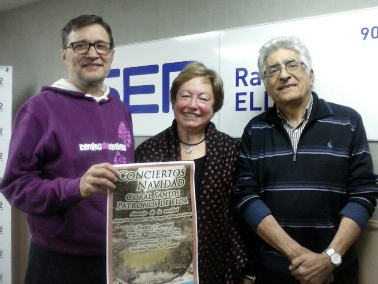 Octavio López, Mª Carmen Segura y Paco Martínez, en Radio Elda SER