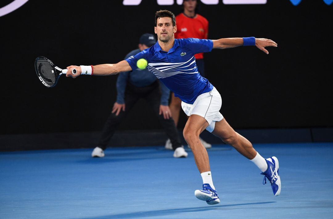 Novak Djokovic, en su partido ante Lucas Pouille.