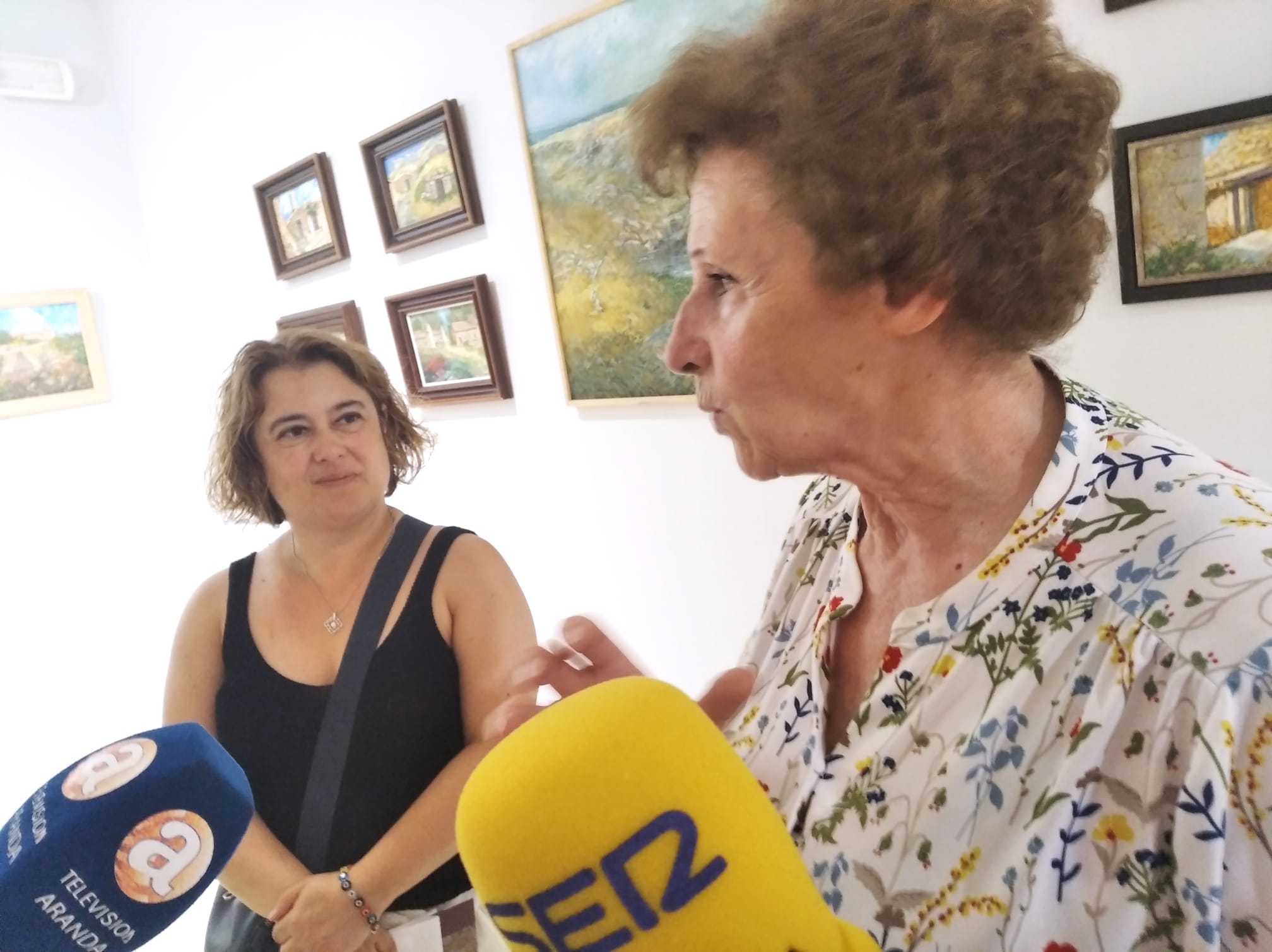 Concha Díez Valcabado explica los detalles de la exposición en presencia de Teresa Bermejo