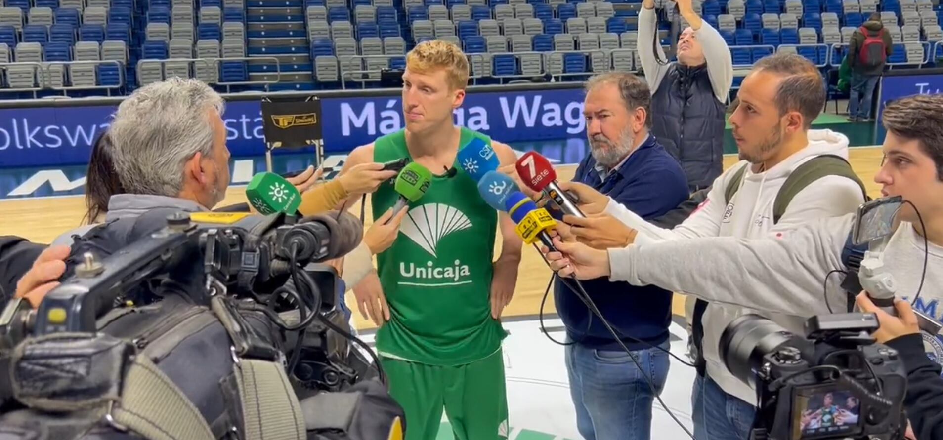 Alberto Díaz, en el encuentro de los jugadores con los medios antes de la Copa