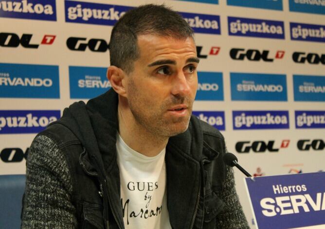 Garitano, durante una rueda de prensa en Ipurua.