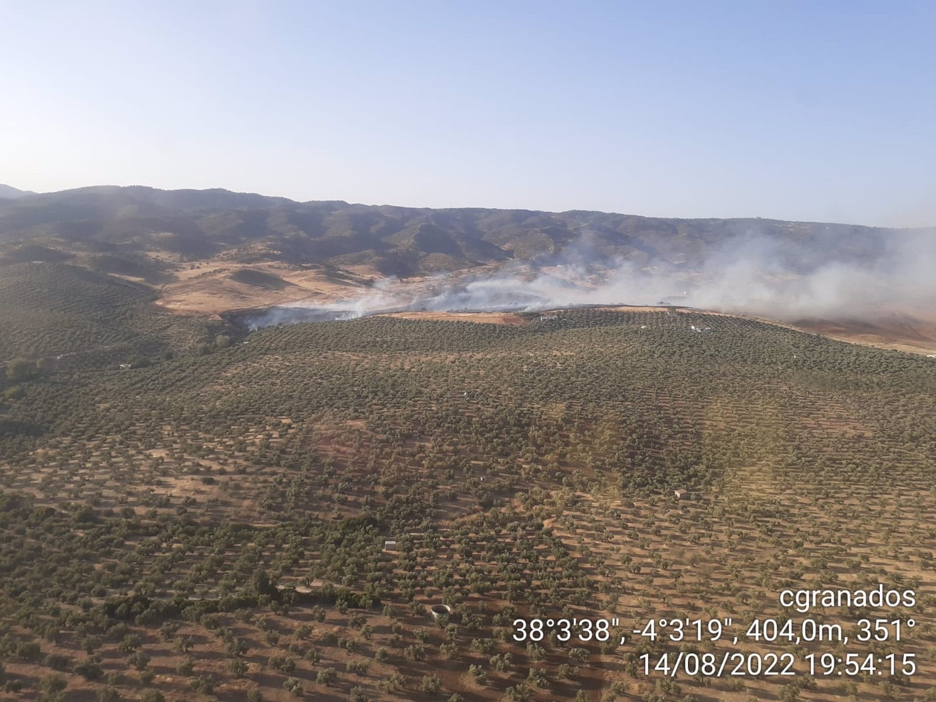 Vista aérea del incendio producido en Andújar el pasado domingo