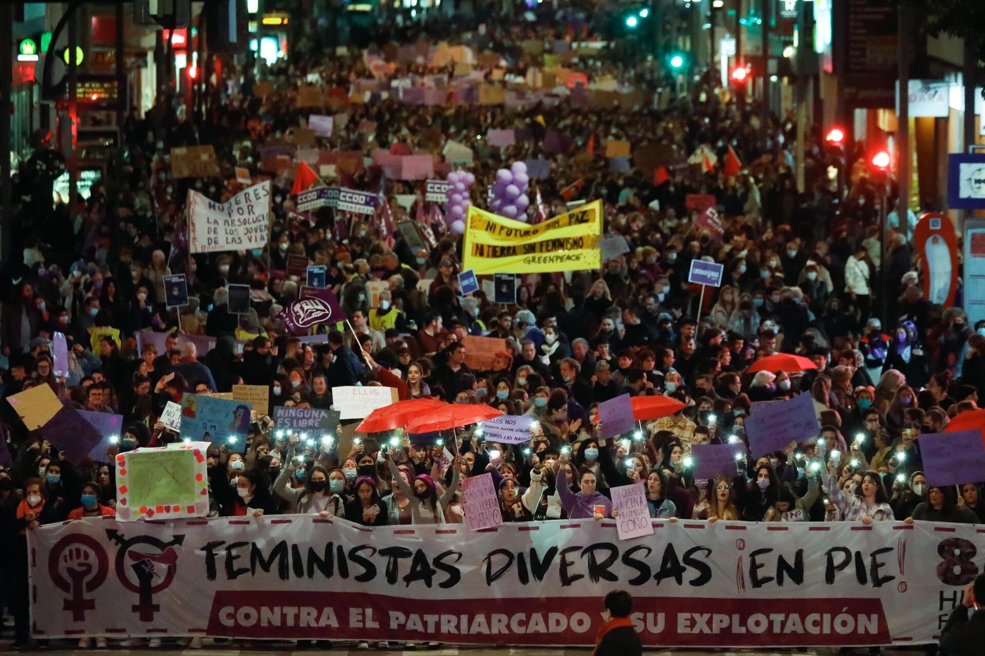 Manifestación 8-M por el día de la mujer en Murcia